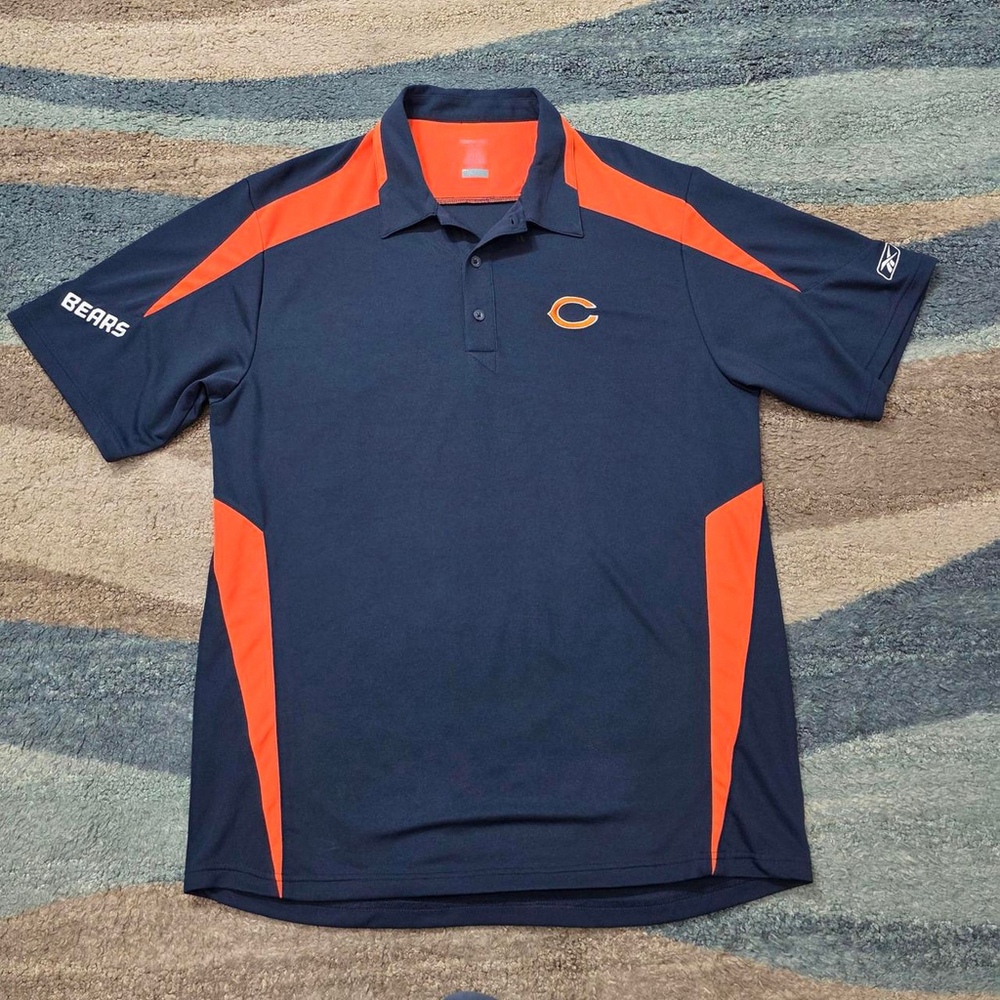 Chicago Bears Polo Shirt Mens Large Blue Reebok Play Dry NFL Football